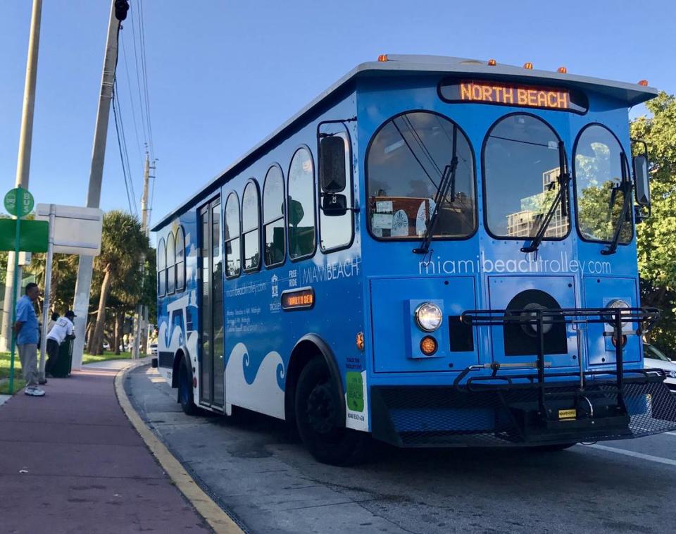 Miami Beach’s North Beach trolley departs from a stop at the North Shore Youth Center in this file photo.