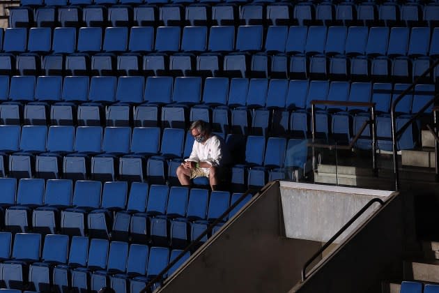 Stephen Rodrick at President Donald Trump's rally at the BOK Center in Tulsa, Oklahoma, on June 20th, 2020. It was Trump's first political rally since the start of the coronavirus pandemic.  - Credit: Win McNamee/Getty Images