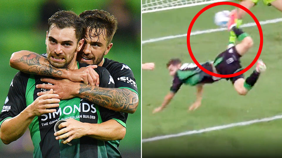 Ben Garuccio's extraordinary goal for Western United against Western Sydney will be remembered for some time. Pic: AAP/Ch10