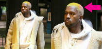 <p>Over the holidays, Kanye swapped his bleached blonde locks for a mirage of bright new hair colours: yellow, white and pink. The rapper was spotted with the cool colour-do when leaving a movie theatre in LA… at least he’s getting in the festive spirit! <i> (Photos: Twitter/Complex/December 2016) </i> </p>