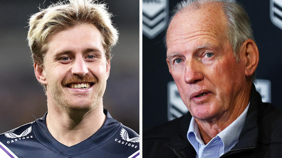 Cameron Munster eland Wayne Bennett are pictured side by side.