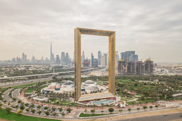 Aerial view of Dubai Frame