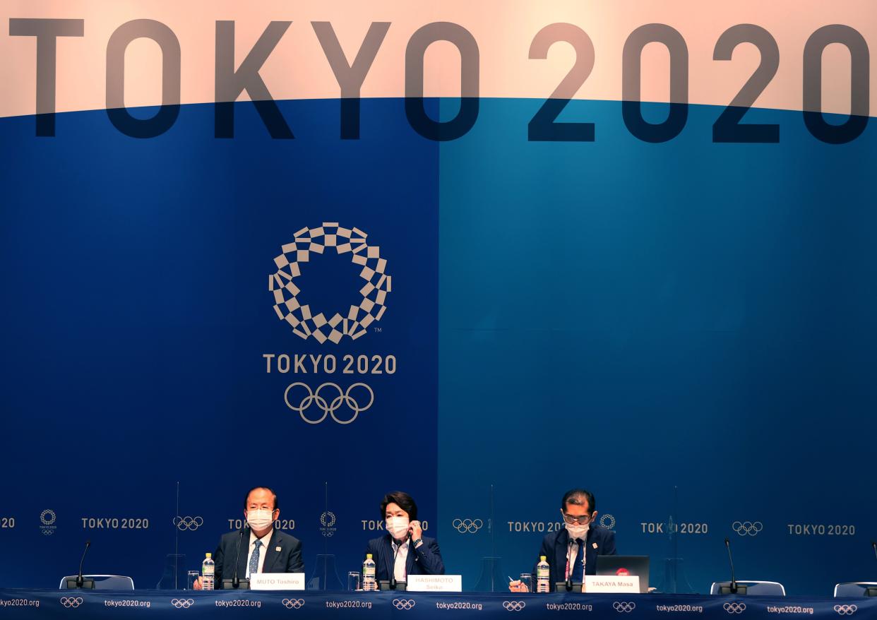 Tokyo Organizing Committee of the Olympic and Paralympic Games Tokyo 2020 president Hashimoto Seiko C and Tokyo 2020 CEO Muto Toshiro L attend a press conference at the Main Press Center of Tokyo 2020 in Tokyo, Japan, July 20, 2021. (Photo by Jia Haocheng/Xinhua via Getty Images)