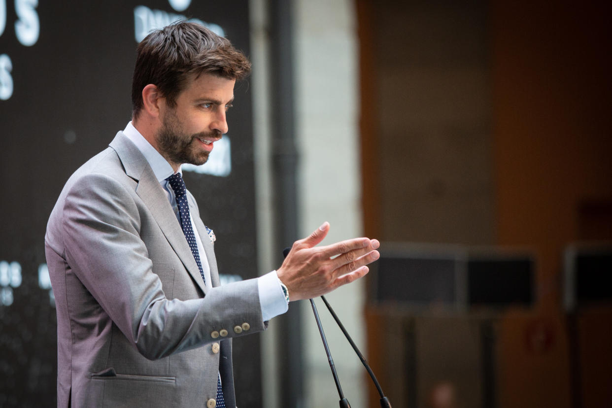 Gerard Piqué en el acto de presentación de la Copa Davis de 2021 que organiza con su empresa Kosmos. (Foto: Pablo Cuadra / WireImage / Getty Images).