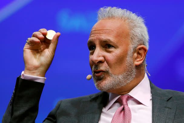 PHOTO: FILE - Peter Schiff, chief economist and chief executive officer of Euro Pacific Capital Inc., speaks during the Skybridge Alternatives (SALT) conference in Las Vegas, Nevada, May 9, 2019. (Bloomberg via Getty Images, FILE)