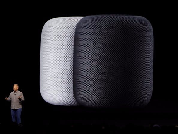 Phil Schiller, senior vice president of worldwide marketing announces the new Apple HomePod during the annual Worldwide Developer Conference (WWDC) in San Jose, California, U.S. June 5, 2017. REUTERS/Stephen Lam