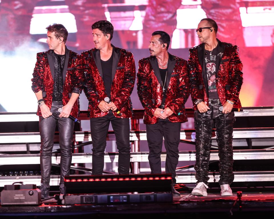 New Kids on the Block were "Hangin' Tough" when brothers Jonathan and Jordan Knight, Joey McIntyre, Donnie Wahlberg, and Danny Wood took the stage at the Iowa State Fair in August.