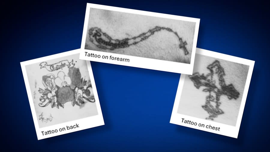 Tattoos on Naomi Morales’s body.<br>(Photos: Williamson County Justice of the Peace, Precinct 3)