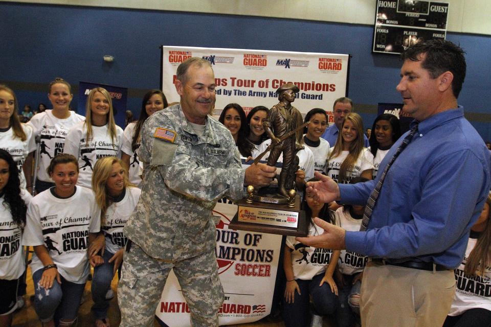 The Ida Baker state champion girls soccer team was chosen by MaxPreps as one of six schools honored in its inaugural Girls Soccer Tour of Champions and received the Army National Guard National Ranking Trophy during a pep rally at the school on April 5, 2012. Sgt. Michael Ponton of the U.S. Army National Guard presented Baker coach Dave Trepkowski with the award.