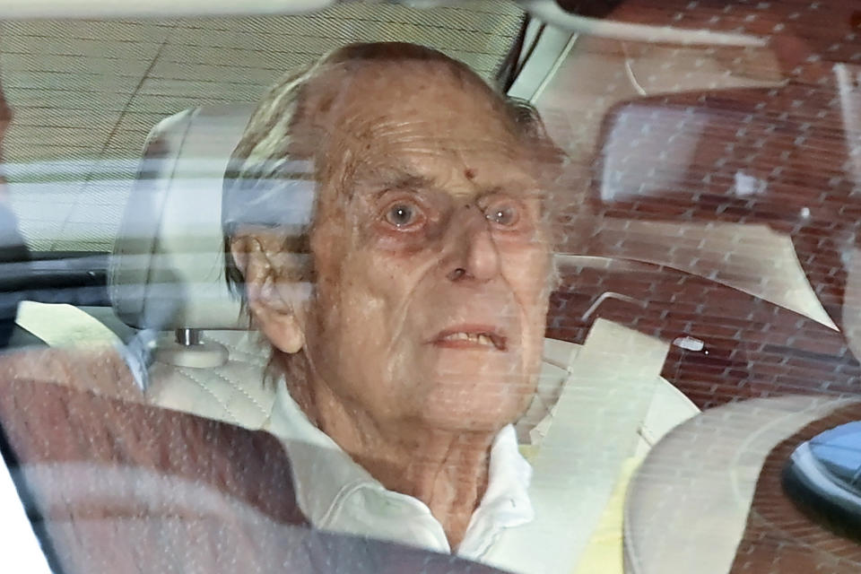 Prince Philip leaves King Edward VII's Hospital in central London on March 16, 2021. (Photo: DANIEL LEAL-OLIVAS via Getty Images)