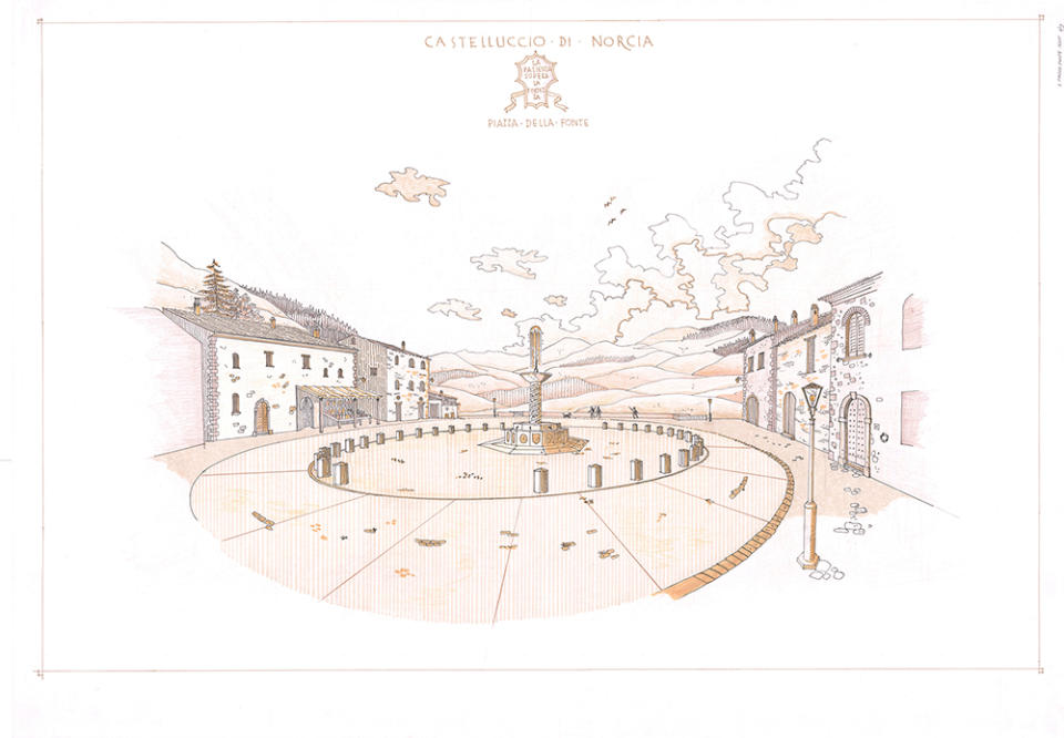 A plan drawing by Cucinelli for the restored Umbrian village.