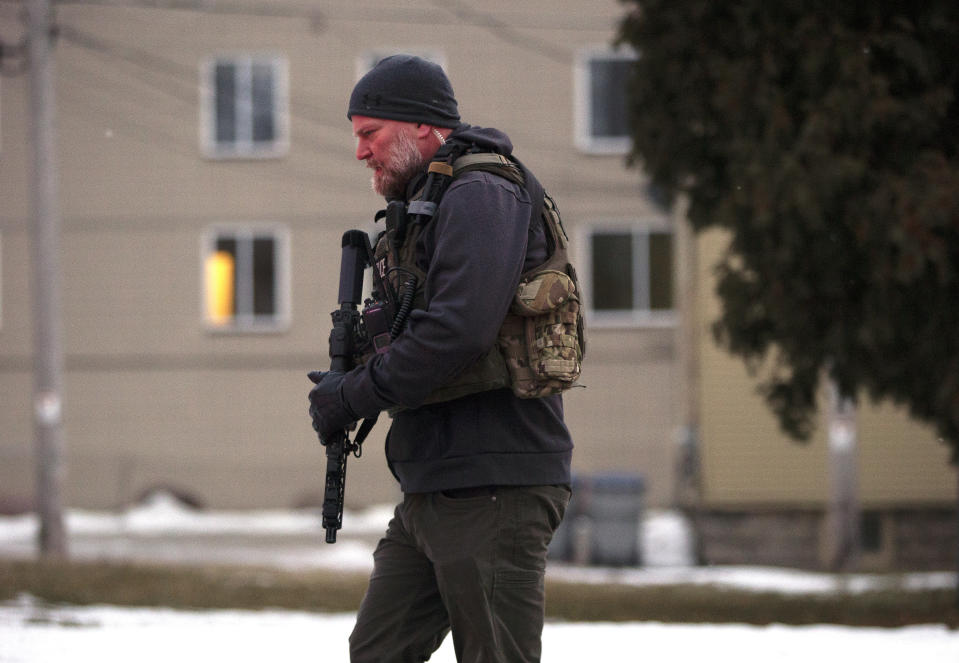 MILWAUKEE, WISCONSIN - FEBRUARY 26: A law enforcement officer works the scene of a shooting at the Molson Coors Brewing Co. campus on February 26, 2020 in Milwaukee, Wisconsin. Six people, including the gunman, were reportedly killed when an ex-employee opened fire at the MillerCoors building on Wednesday. (Photo by Nuccio DiNuzzo/Getty Images)