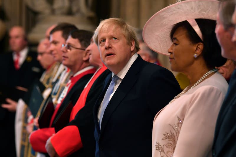 Britain's Prime Minister Boris Johnson attends the annual Commonwealth Service at Westminster Abbey in London