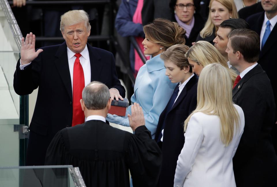 Donald Trump is sworn in as the 45th president of the United States on Jan. 20, 2017, in Washington, D.C.