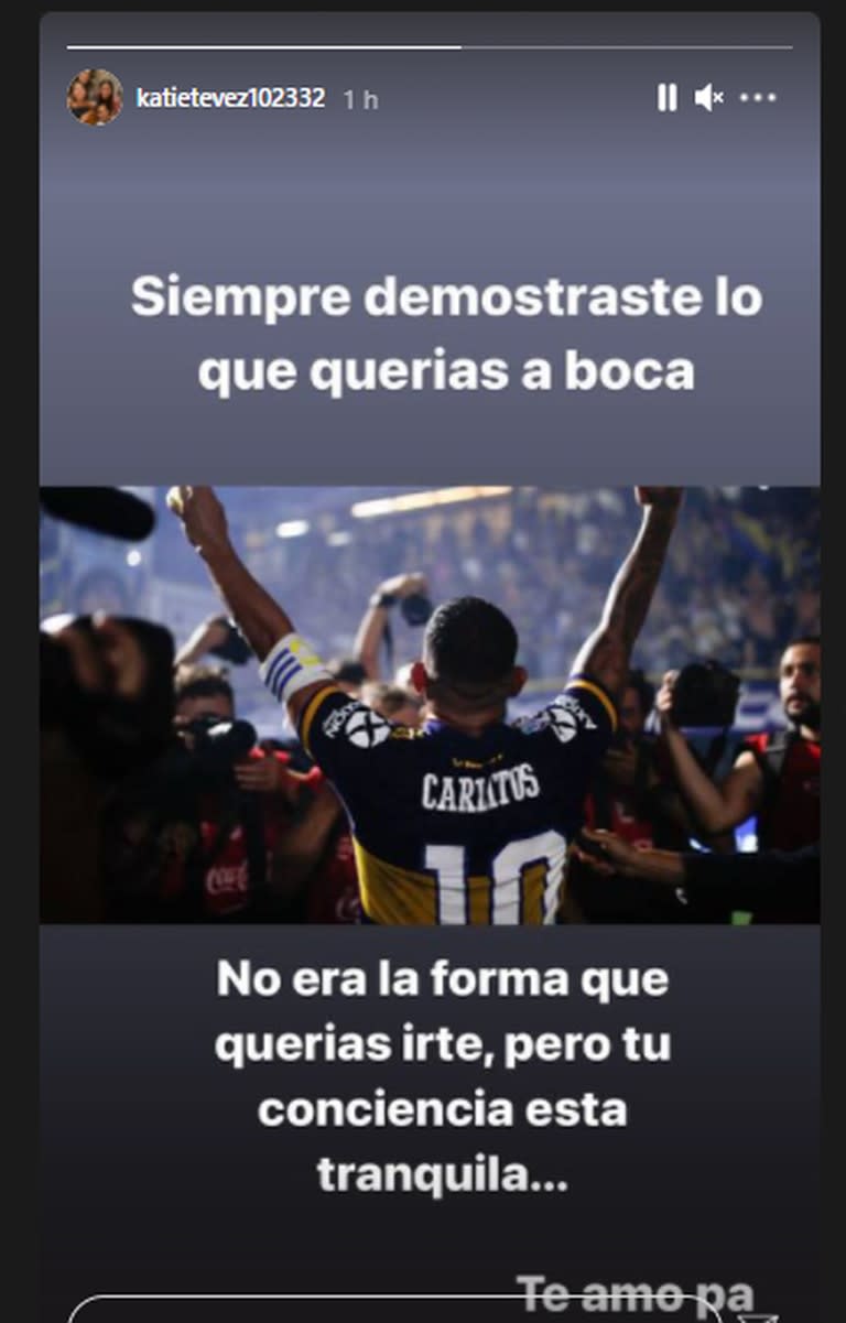 Captura. El saludo de Katie, la hija de Tevez