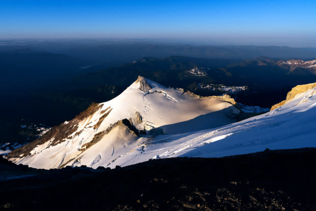 Sherman Peak is one of several summits on Mount Baker, and was named in 1868 for General Sherman by the first ascent party.<p>Photo: Jason Hummel</p>