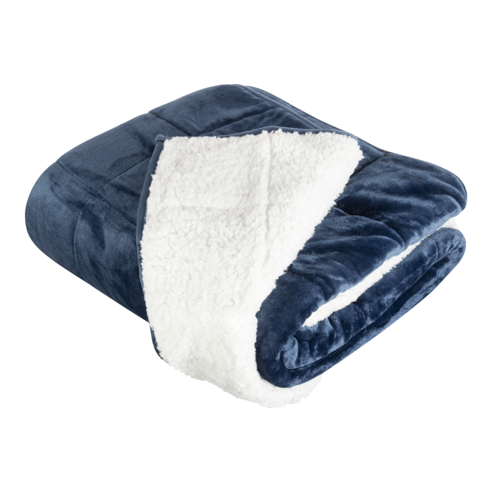 Pur Serenity Velvet/Sherpa 15LB Weighted Blanket - Navy