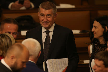 Czech Prime Minister Andrej Babis attends a parliamentary session before a confidence vote for the newly appointed government he leads, in Prague, Czech Republic July 11, 2018. REUTERS/Milan Kammermayer