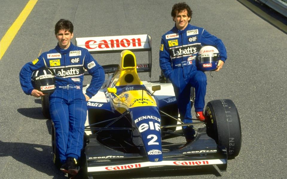 Damon Hill (izquierda) y Alain Prost con Williams FW15 - Getty Images