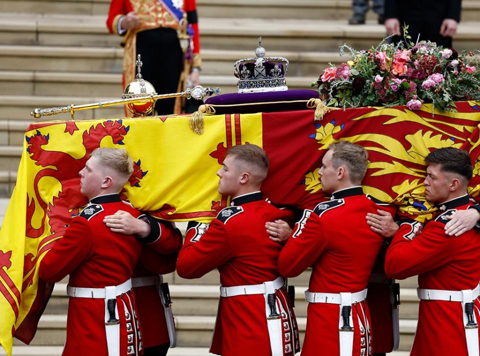Pallbearers carry the coffin, Queen Elizabeth Funeral