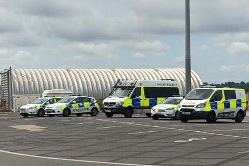 Police outside Southampton cruise terminal (PA)