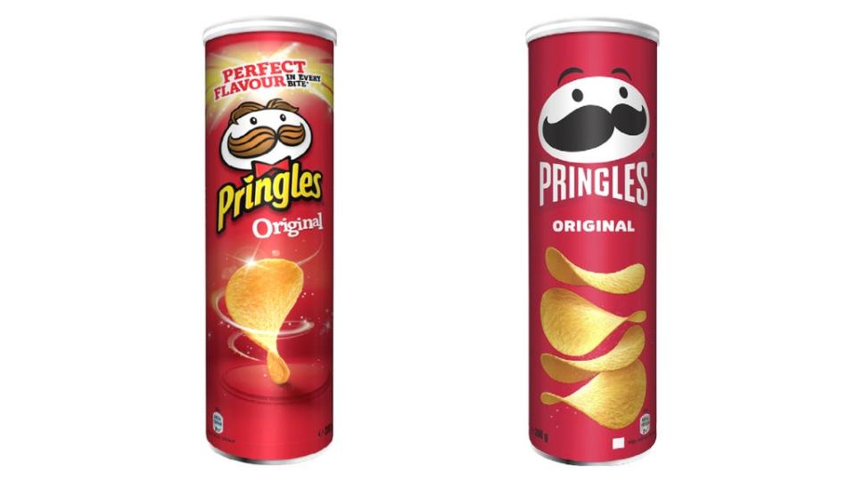 Pringles old logo (L) and new logo (R) (Pringles/Kellogg’s)