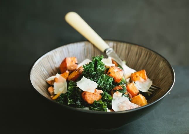 Kale Salad with Butternut Squash and Almonds