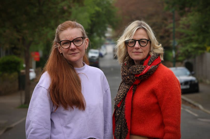 Becky Hackforth and Lucy Brine pictured in Ebers Road, Nottingham, pictured in the middle of the road looking into the camera