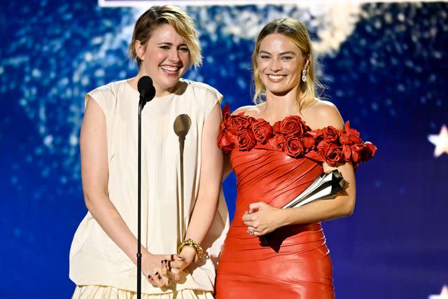 <p>Michael Buckner/Variety via Getty</p> Greta Gerwig and Margot Robbie at the Critics Choice Awards on Jan. 14, 2024