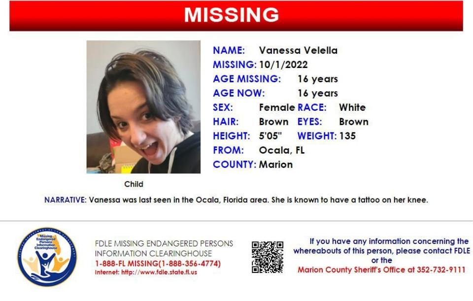 Vanessa Velella was last seen in Ocala on Oct. 1, 2022.