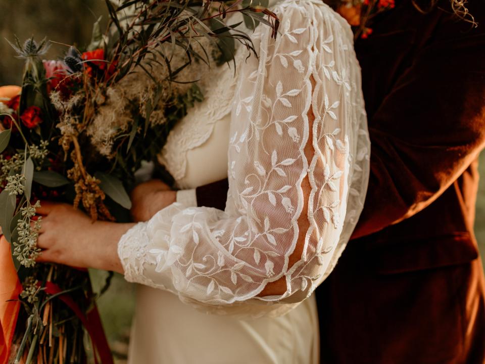 Vandergriff included beads from her mom's wedding dress on the sleeves of hers.