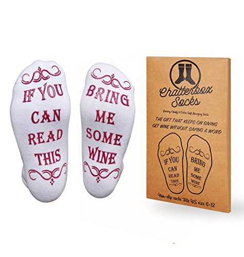 Luxury Premium Brushed Cotton Bring Me Some Wine Socks - Perfect Host / Hostess or Housewarming Gift Idea, Birthday Present, Mother's Day or Bachelorette Party for a Wine Lover - One Size fits All - (Amazon) (Amazon / Amazon)