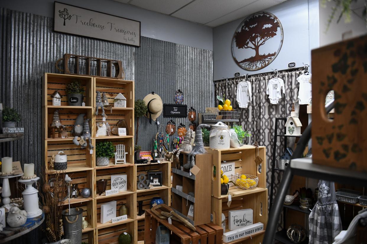 Treehouse Treasures hosts a booth filled with antiques and decor on Saturday, April 27, 2024, at Gift and Thrift in Sioux Falls.