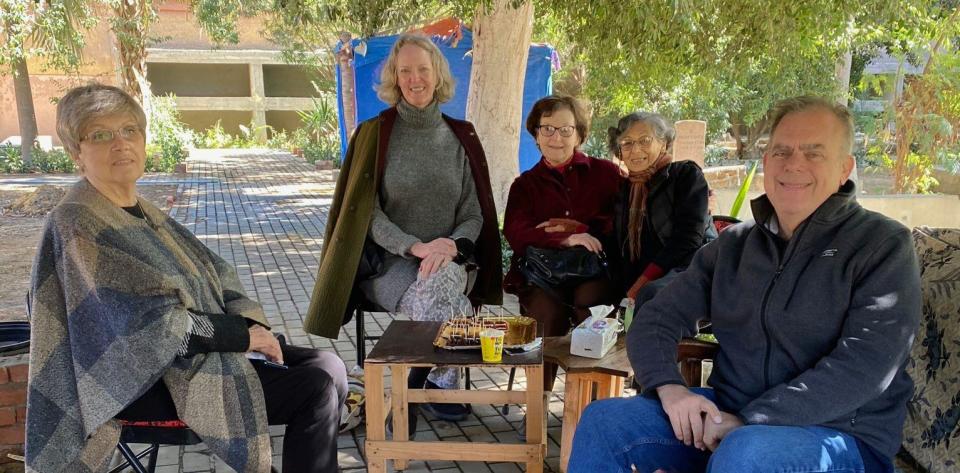 The Friends of the American Cemetery gather for a meeting in Cairo. From left to right: Anne Shalaby, Diana Van Bogaert, Jean Isteero, Nazli Rizk and Greg Olson. / Credit: Handout