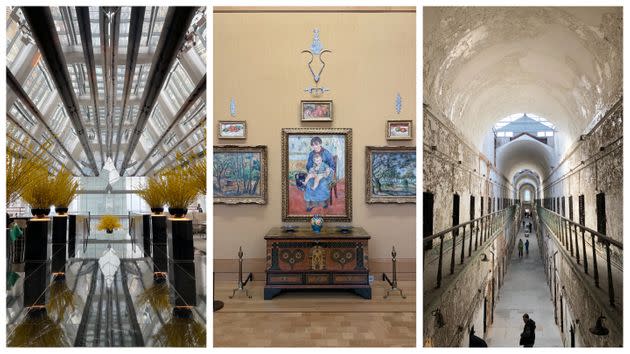 From left to right: JG Skyhigh, the Barnes Foundation, and Eastern State Penitentiary. (Photo: Caroline Bologna/HuffPost)