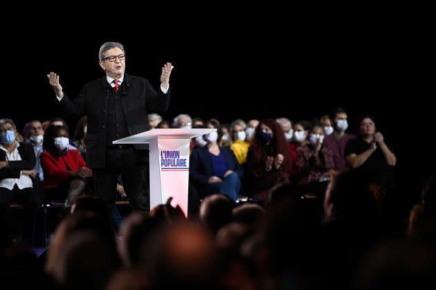 <p>Pendant le meeting de Jean-Luc Mélenchon à la Défense, le 5 décembre 2021.</p>