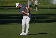 Jon Rahm hits from the first fairway during the first round of the American Express golf Tturnament at La Quinta Country Club on Thursday, Jan. 20, 2022, in La Quinta, Calif. (AP Photo/Marcio Jose Sanchez)