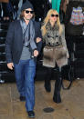 Stylist Rachel Zoe attended the shows with husband Roger Berman in patent trousers and an unusual fur jacket.<br><br>©Rex