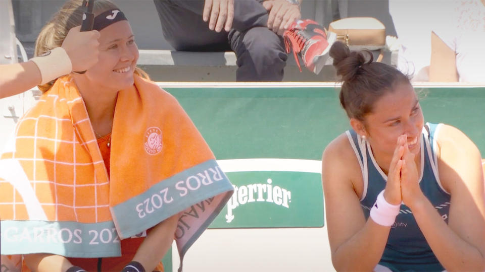 Pictured left to right, Marie Bouzkova and Sara Sorribes Tormo at the French Open.