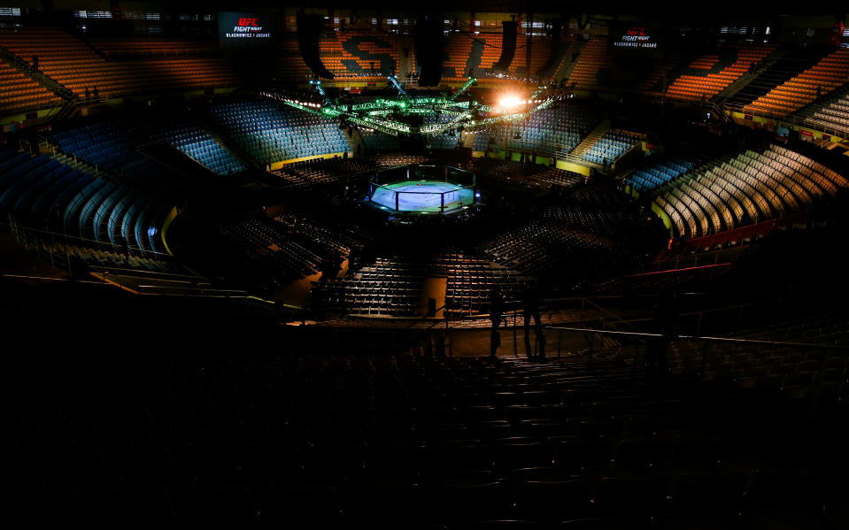 SAO PAULO, BRAZIL - NOVEMBER 16:  A general view of the Octagon prior to the UFC Fight Night event at Ibirapuera Gymnasium on November 16, 2019 in Sao Paulo, Brazil. (Photo by Alexandre Schneider/Zuffa LLC via Getty Images)