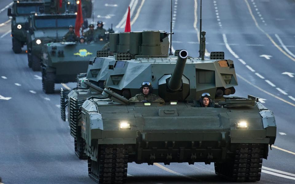  A Russian T-14 Armata tank participates in a Victory Day Parade night rehearsal on Tverskaya street on May 4, 2022 in Moscow - Oleg Nikishin/Getty Images Europe