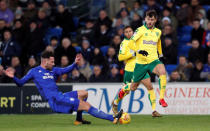 Soccer Football - Championship - Cardiff City vs Norwich City - Cardiff City Stadium, Cardiff, Britain - December 1, 2017 Cardiff City's Sean Morrison in action with Norwich City's Nelson Oliveira Action Images/Peter Cziborra