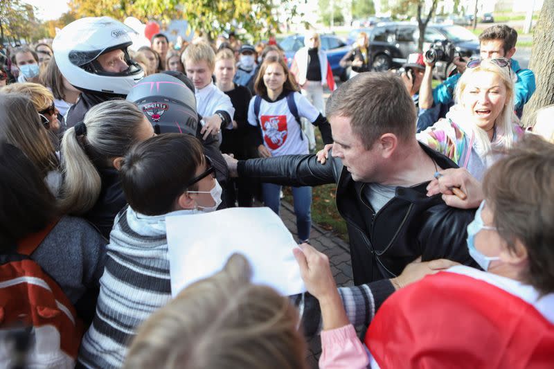 Belarusian opposition supporters protest against presidential election results in Minsk