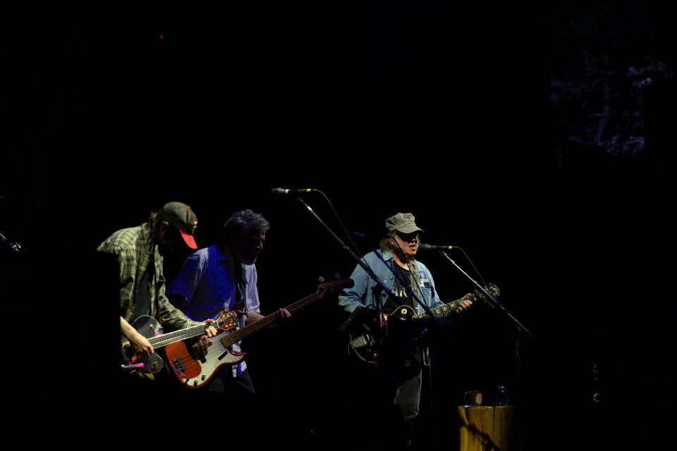 Neil Young & Crazy Horse performs "Cortez the Killer" as the opener of the Love Earth Tour at FirstBank Amphitheater in Franklin, Tenn., Thursday, May 9, 2024.
