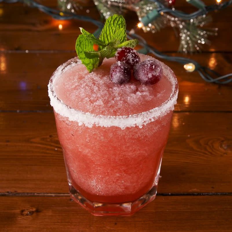 <p>Delish</p><p>Serve this one on the rocks or frozen, either way it is delicious.</p><p><strong>Get The Recipe: <a href="https://www.delish.com/cooking/recipe-ideas/a25242232/mistletoe-margaritas-recipe/" rel="nofollow noopener" target="_blank" data-ylk="slk:Mistletoe Margaritas;elm:context_link;itc:0;sec:content-canvas" class="link ">Mistletoe Margaritas</a></strong></p>