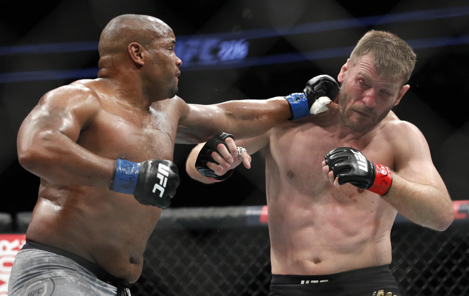 Daniel Cormier stripped Stipe Miocic of the heavyweight belt. Miocic has called for a rematch. (AP)