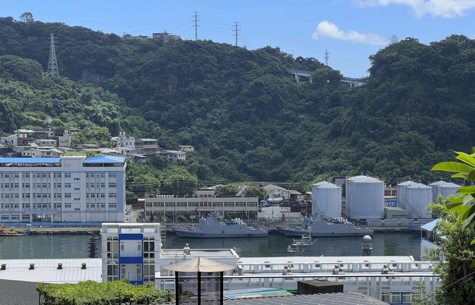 Taiwan military vessels are seen in Keelung Harbor in Taiwan, Thursday, Aug. 4, 2022. Taiwan has put its military on alert and staged civil defense drills. (AP Photo/Johnson Lai)