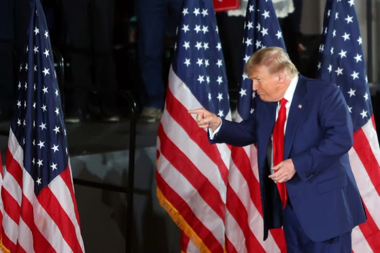 L'ancien président des Etats-Unis et candidat républicain à l'élection présidentielle, Donald Trump, lors d'un événement de campagne à Waukesha (Wisconsin), aux Etats-Unis, le 1er mai 2024 (Alex Wroblewski)