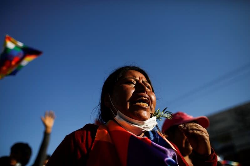 Supporters of former Bolivia's President Evo Morales protest in Cochabamba