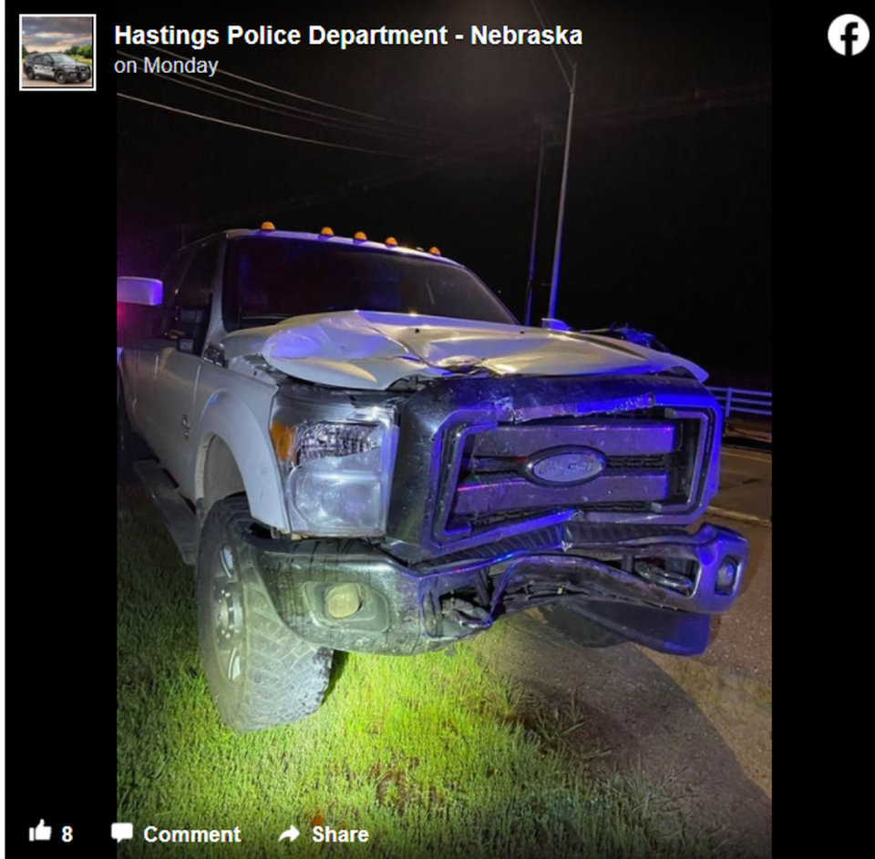 The truck driven by the accused drunk driver sustained minor damage from the crash.